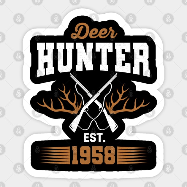 Gifts for 63 Year Old Deer Hunter 1958 Hunting 63th Birthday Gift Ideas Sticker by uglygiftideas